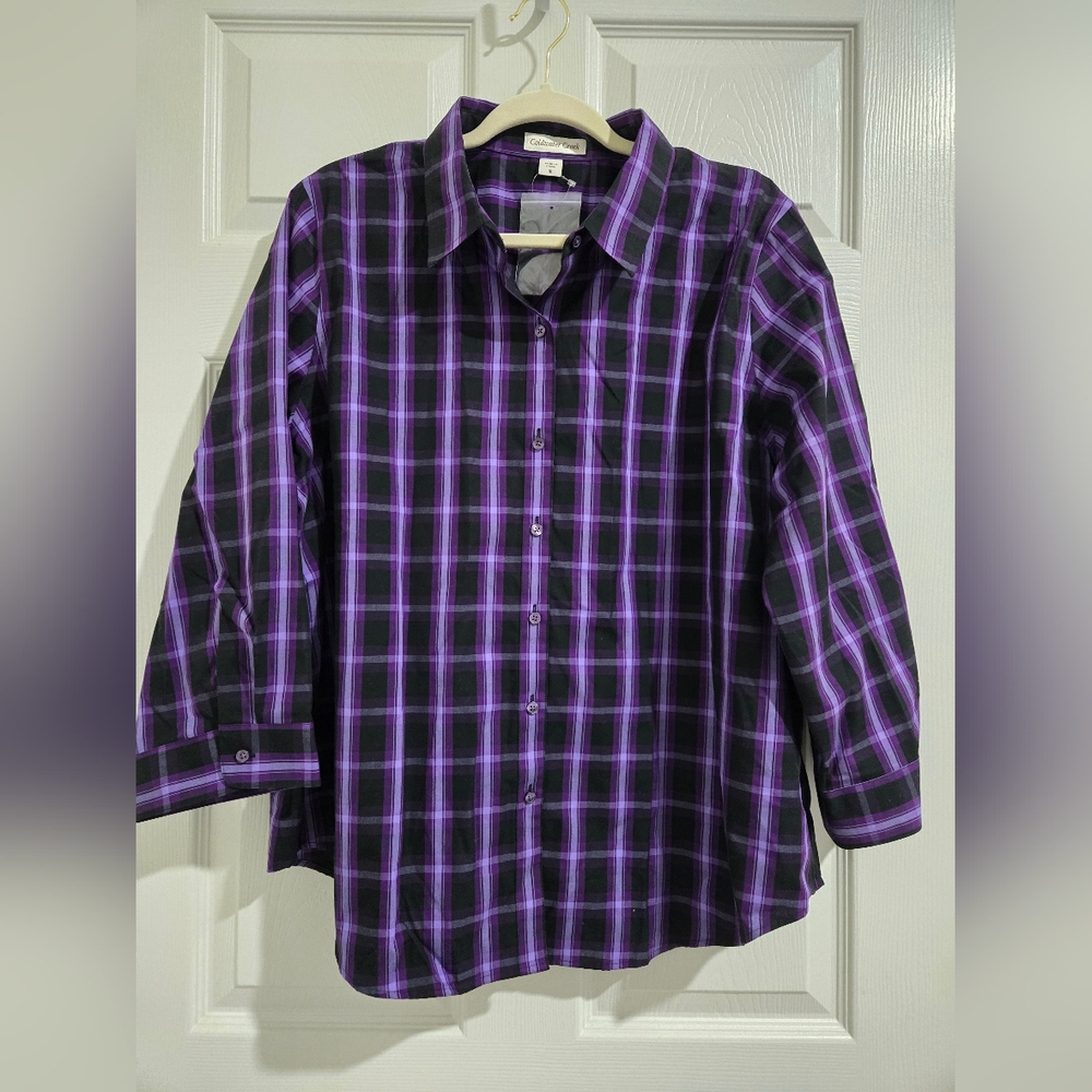 Calvin Klein Purple Plaid Button-Up Shirt